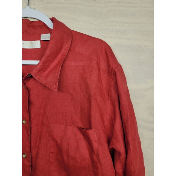 Elizabeth by Liz Claiborne Women's SZ 18 Tunic Button Up Shirt 100% Linen Red - Picture 3 of 10